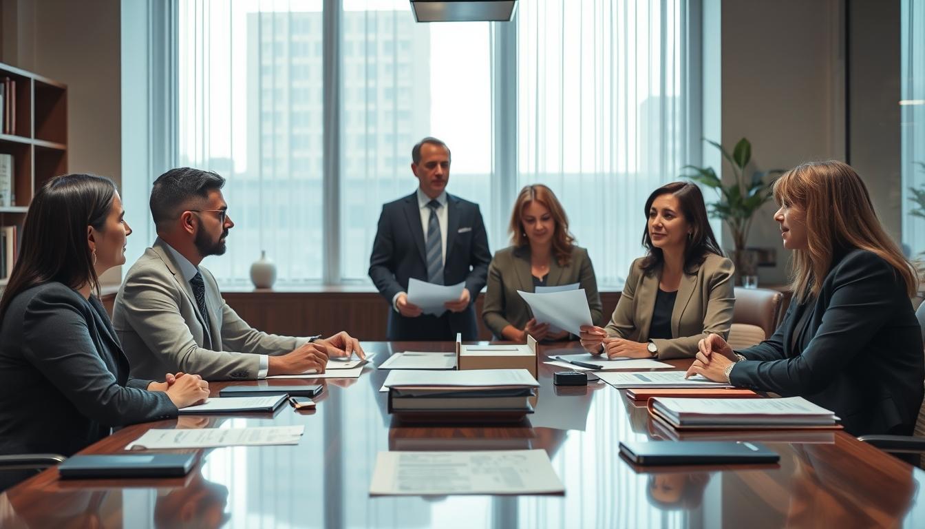 Family reviewing legal documents